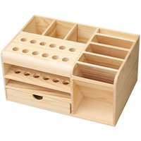 Die Aufbewahrungsbox aus Holz mit mehreren Fächern eignet sich zum Sortieren von Handys und Kleinigkeiten auf dem Schreibtisch. von TLILY