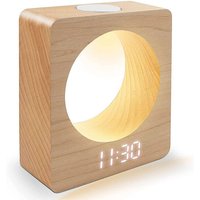 Digitaler LED-Wecker aus Massivholz mit Nachtlicht, 3 Einstellungen, Temperaturerkennung für Schlafzimmer Digitaler LED-Wecker aus Massivholz mit Nachtlicht, 3 Einstellungen, Temperaturerkennung für Schlafzimmer von TLILY