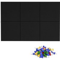 Filz-Wandfliesen-Set, 6er-Pack mit 50 Pinnnadeln, Moderne Schwarze Korktafel-Alternative für Wände von TLILY