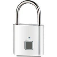 Fingerabdruckschloss Elektronisches Vorhängeschloss für den Außenbereich, wasserdicht und rostfrei, Silber von TLILY