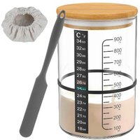 Glas-Sauerteig-Starterglas, GäRbehäLter, Tank, Weithalsiger SauerteigbehäLter für die Aufbewahrung Von Lebensmitteln Beim Backen in der KüChe von TLILY