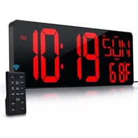 Große digitale Wanduhr 17,2 Zoll LED-Display Timer mit Datum Woche Automatisch einstellbare Helligkeit EU-Stecker von TLILY