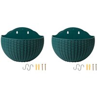 Großer halbrunder Blumentopf aus Rattan-Imitat im europäischen Stil zur Wandmontage, Lazy Flowerpot, Dunkelgrün Großer halbrunder Blumentopf aus Rattan-Imitat im europäischen Stil zur Wandmontage, Lazy Flowerpot, Dunkelgrün von TLILY