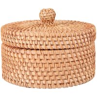 Handgewebte Rattan Box Zur Aufbewahrungen mit Deckel Weiden Tee Lebensmittel BehäLter Picknick Brot Obst Kuchen Korb KüChen Organizer b von TLILY