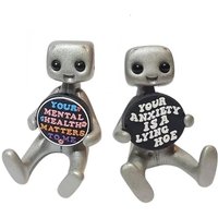 Ihre Angst ist ein lügender Hackenroboter, süße kleine Figur, psychische Gesundheit, Harz, Schreibtisch, Home Office, Kumpel, Kinderspielzeug, von TLILY