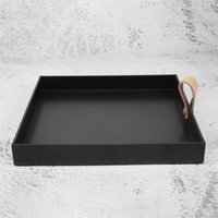 Kreatives Quadratisches pu Leder Servier Tablett Dekorativer Teller Kosmetik Diverses Desktop Aufbewahrungs Platte mit (Schwarz) von TLILY