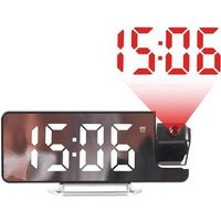 Led Digital Projektion Uhr Spiegel 180 ° Rotation Großbild Datum Zeit Temperatur Elektronische Wecker für Schlafzimmer-C von TLILY