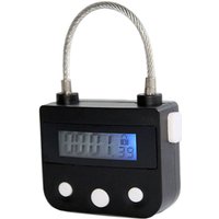 Tlily - Metall-Timer-Schloss USB-LCD-Display Metall-Elektronischer Wiederaufladbarer Timer Multifunktions-VorhäNgeschloss Schwarz von TLILY
