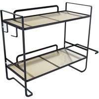 Tlily - Multifunktionales Lagerregal über der Toilette, 2-stöckiges Badezimmer-Lagerregal, Lagerregal mit Toilettenpapierhalter, Schwarz von TLILY