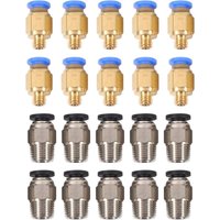 PC4-M10 Gerade Pneumatik Fitting Push to Connect + PC4-M6 Schnelleinbau fuer 3D-Drucker Bowden Extruder (Pack von 20stk) von TLILY