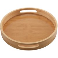 Runde Bambus Tablett für Abendessen Tabletts Tee Bar FrüHstüCk Essen Behaelter Ablage 1 von TLILY
