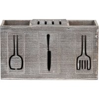 Rustikaler Besteck-Organizer aus Holz, 3-teiliger Küchenutensilienhalter, Besteckkasten im Landhausstil, Aufbewahrungsbox für die Arbeitsplatte von TLILY