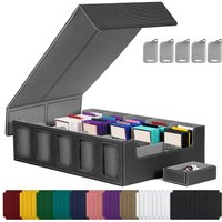 Sammelkarten-Aufbewahrungsbox mit Fenster, 5-reihiges Deck-Etui, abnehmbarer Deckel, Karten für Spielsport, Schwarz + Grau Sammelkarten-Aufbewahrungsbox mit Fenster, 5-reihiges Deck-Etui, abnehmbarer Deckel, Karten für Spielsport, Schwarz + Grau von TLILY
