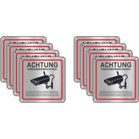 Schild 'Videoüberwachung - Privateigentum', 15 x 15 Cm, Metall, Warnschild 'Videoüberwachung', 8er-Pack von TLILY