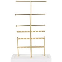 Schmuck-Organizer, Tischhalter, 6-stufiger Baum-Präsentationsständer mit Tablett, für Ohrringe, Halsketten, Armbänder, Gold von TLILY