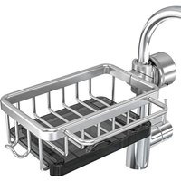 Schwammhalter über Dem Wasserhahn, Küchenspüle-Organizer, Platzsparendes, Abnehmbares, Hängendes Wasserhahn-Abflussregal Aus Aluminium mit Haken, von TLILY