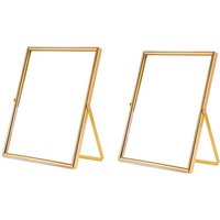 Schwebender Bilderrahmen in Gold, 2er-Set, Geschenk-Fotorahmen aus Metall und Glas Schwebender Bilderrahmen in Gold, 2er-Set, Geschenk-Fotorahmen aus Metall und Glas von TLILY