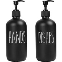 Seifenspender-Set, 2er-Pack, enthält Schale und 16-oz-Glas mit Pumpe (schwarz) von TLILY