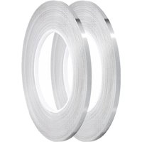 Tlily - Streifenband zum Basteln, Selbstklebendes Nadelstreifenband, Geschenkverpackung, Wanddekoration, 2 Rollen, Jeweils 1/5 x 55 Yd (Silber) von TLILY