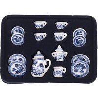 Tlily - 1/12. Essgeschirr China Keramik Teeservice Puppenhaus Miniaturen Blaue Blume von TLILY
