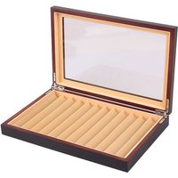 Tlily - 12 Grid Holz Stift Display Fall Lagerung Luxus Brunnen Transparent Fenster Box-Sammlung Organizer Ebenholz von TLILY
