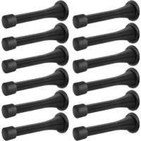 Tlily - 12er-Pack schwarze Türstopper mit Feder, flexibler Stopper mit niedrig montierten Gummipufferspitzen von TLILY