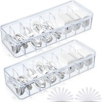 2-Teilige Kabel-Aufbewahrungsbox mit Kabelbindern, Transparente Ohne Deckel, Organizer für Schreibtisch-Organizer im Home-Office von TLILY