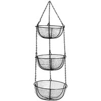 3-StöCkiger HäNgender Korb, Obst-Organizer, KüChe, StrapazierfäHiger Draht-Organizer mit Draht-Metall-Deckenhaken, Schwarzer Drahtkorb 3-StöCkiger HäNgender Korb, Obst-Organizer, KüChe, StrapazierfäHiger Draht-Organizer mit Draht-Metall-Deckenhaken, Schwarzer Drahtkorb von TLILY