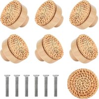 Tlily - 8PCS Rattan Gewebt Runde Holz Griff Schrank Tür Einzigen Loch Log Farbe von TLILY