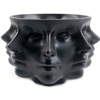 Tlily - Abstrakte Stil Blumentopf Vase Form Multi-Facetten Menschliches Gesicht Blumentopf Schwarz von TLILY