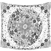 Böhmischer Wandteppich, schwarz-weißer Blumen-Wandteppich mit gepunktetem Gänseblümchen-Blumendruck, Schlafzimmer, Heimdekoration, Weiß von TLILY