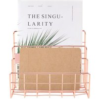 Tlily - Bücherregal Büro Desktop Rose Gold Metall Buch Block Drei Schicht Magazin Regal Halter von TLILY