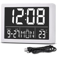 Tlily - Digitaler Wecker, LED-Zeitanzeige, Uhren, Einstellungen, einstellbare Lautstärke am Bett für Schlafzimmer, Weiß von TLILY