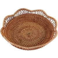 Handgewebter Rattan Aufbewahrung Korb Obst Weiden Geflechtes Tablett Restaurant Kleiner BehäLter Haus Dekoration S-23X5,5 Cm von TLILY