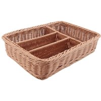 KüChen Schublade Organizer Besteck Aufbewahrung Korb 4 FäCher Gabeln Messer Rattan Tablett von TLILY