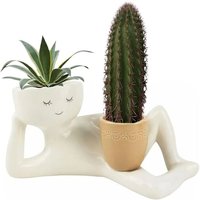 Tlily - Lazy Guy Planter, kleiner Blumentopf aus Kunstharz mit Figurenmotiv von TLILY