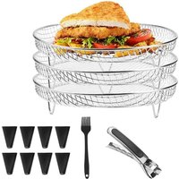 Tlily - Luftfritteuse-Rack, Rund, 3-Lagig, Stapelbar, DöRrstäNder, Edelstahl-Luftfritteuse-Korb, Tablett, Luftfritteusen-ZubehöR Tlily - Luftfritteuse-Rack, Rund, 3-Lagig, Stapelbar, DöRrstäNder, Edelstahl-Luftfritteuse-Korb, Tablett, Luftfritteusen-ZubehöR von TLILY