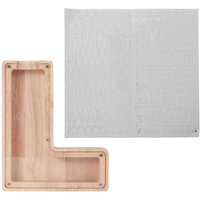 Tlily - Personalisiertes Sparschwein aus Holz, Spielzeug-Alphabet für Kinder, Spardose, Münze, Erwachsene, Spardose, Buchstaben-Dekor (Alphabet-L) von TLILY