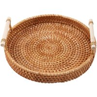 Rattan-Aufbewahrungstablett, runder Korb mit Griff, handgewebt, Tablett aus Weidengeflecht, Brot, Obst, Lebensmittel, Frühstücksdisplay l Rattan-Aufbewahrungstablett, runder Korb mit Griff, handgewebt, Tablett aus Weidengeflecht, Brot, Obst, Lebensmittel, Frühstücksdisplay l von TLILY
