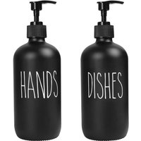Seifenspender-Set, 2er-Pack, enthält Schale und 16-oz-Glas mit Pumpe (schwarz) von TLILY