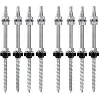 Stockschrauben M10 x 200 mm vormontiert V2A höhenverstellbar für Photovoltaik Solar Montagedächer 8er Pack von TLILY