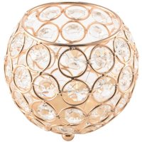 Teelichthalter/Kerzenschirm aus Kristallglas für Hochzeiten, Couchtische, dekorative Tafelaufsätze, Feiertagsdekoration, 10 cm Durchmesser (Golden) von TLILY