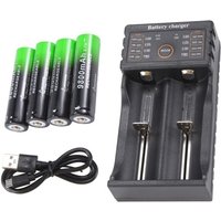 Tlily - x 18650 Akku + 4 x 3,7 v 9800 mAh Li-Ionen-Akku für elektrische Ventilatoren + Ladegerät von TLILY