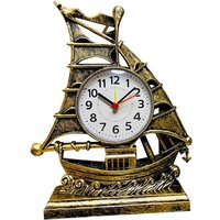 Tlily - Uhr Alarm Segelboot Tisch Vintage Retro Modell Ornament Nautische Schreibtisch Uhren Boot Figur Leise Nachttisch-Bronze Farbe von TLILY