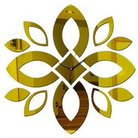 Tlily - Wanduhr große Blume neues Design Spiegel Aufkleber Top Mode Rahmen Uhren und Armbanduhren Luxus Wohnkultur Geschenk-Spiegel Gold von TLILY
