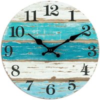 Wanduhr mit Strandmotiv, blaue Uhren, batteriebetrieben, leise, tickt nicht, für Zuhause, Küche, Wohnzimmer, Büro, 10 Zoll von TLILY