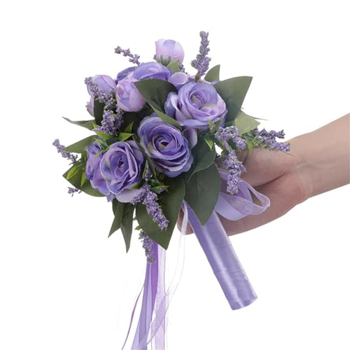 Brautjungfernsträuße Brautstrauß, Seidenstrauß, Hochzeits-Requisiten, Hochzeitszubehör Bouquet Deko(Lila) von TLMDXTEU