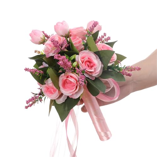 Brautjungfernsträuße Brautstrauß, Seidenstrauß, Hochzeits-Requisiten, Hochzeitszubehör Bouquet Deko(Rosa) von TLMDXTEU