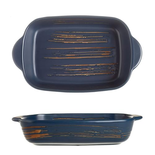 TLMDXTEU Keramik-Auflaufform 9,5 Zoll Doppelgriff Backform Home Creative Salatteller(Blau) von TLMDXTEU