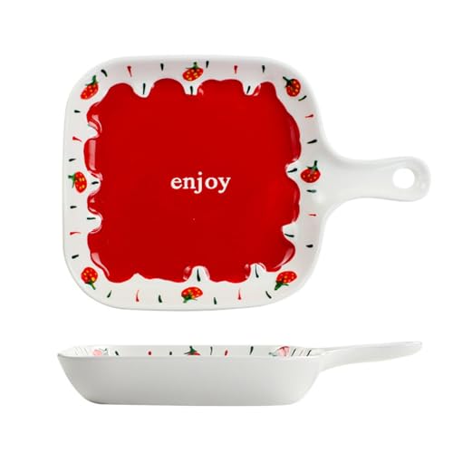 TLMDXTEU Keramik-Auflaufform Home Auflaufform Single Handle Keramik Frühstück Käseplatte von TLMDXTEU